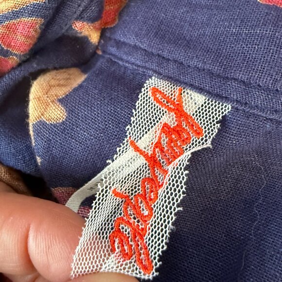 Free People Festival Boho Wrap Skirt Floral Cottagecore Maxi Blue Orange Medium - Picture 8 of 10